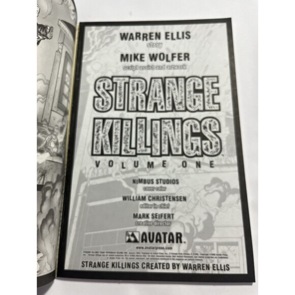 2003 Strange Killings Vol. 1 by Warren Ellis and Mike Wolfer Avatar Comic - Picture 7 of 9